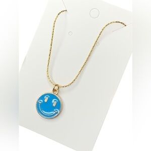 Blue smiley face necklace